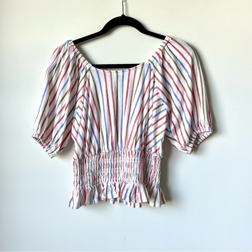 LOFT Striped Smocked Hem Cotton Blouse—SZ. XS - Picture 11 of 11